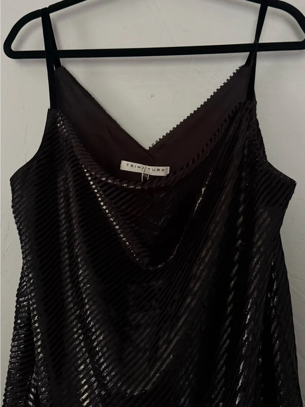 Trina Turk Geometric Striped Burnout Velvet Tent Dress Cowl Neck Size Large NWT